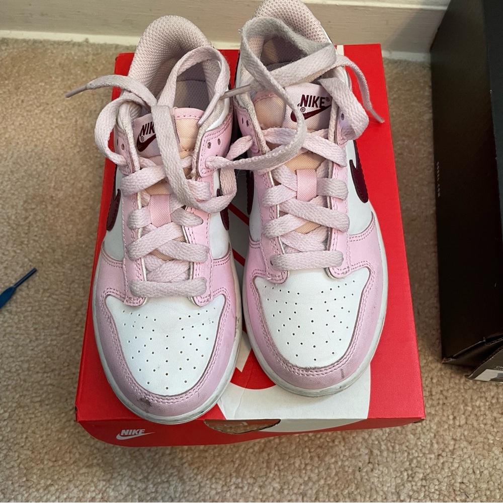 Nike Kids Pink and White Sneakers